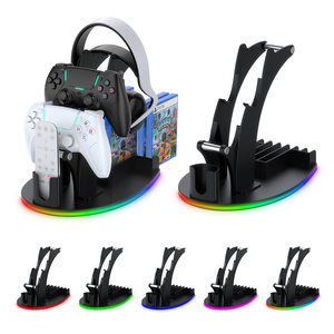 PS5桌面收纳支架带RGB灯光 耳机/手柄/遥控器/碟片桌面收纳架批发