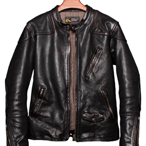 
Tea Heart Venom. Men's Spring, Autumn and Winter Oil Wax Versatile Slim Retro Stand Collar Straight Pull Short Leather Jacket