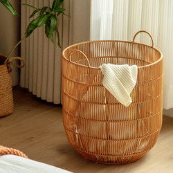 Light Luxury, High Aesthetic Value, Rattan-Like Woven Laundry Basket for Home Use, Dirty Clothes Storage Basket, Bathroom Laundry Basket