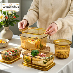 Vermandois Lunch Box Microwaveable for Office Workers 2025 New Model Lunch Box Glass Compartment Bento Box