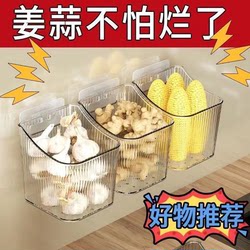 Kitchen Multi-Layer Suction Cup Storage Rack for Onions, Ginger, and Garlic, Wall-Mounted Ginger Storage Organizer, No-Drill Basket for Wall