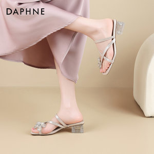 Daphne Fashion Summer Sandals Women's Fashion Casual Shoes Temperament Versatile Medium Heels Thick Heels Shoes Elegant Sandals