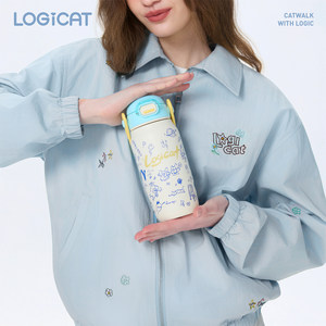 
LOGICAT thermos cup button stainless steel portable kettle student high-value cold ice cup straw cup