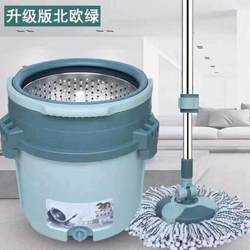 Automatic Rotating Mop 2024 New Model Single Bucket Household Spin-Dry No-Hand-Wash Magic Mop Single Bucket Cleaning Mop Bucket
