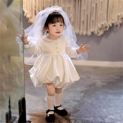 Baby Girl's One-Year-Old Princess Dress, New Birthday Dress, Flower Girl Wedding Dress, Autumn and Winter High-End Tutu Skirt