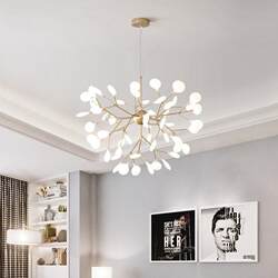 Nordic chandelier postmodern simple creative personality warm bedroom lamp internet celebrity living room lamp tree branch firefly lamp fixture