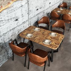 Retro industrial style barbecue dining table and chair combination commercial restaurant Japanese restaurant buffet rectangular table