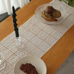 French retro water-soluble embroidered lace table flag white hollow table decoration cloth sideboard coffee table dust cover