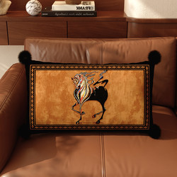 French-Style Orange Long Pillow for Living Room, Vintage Rectangular Sofa Cushion Set, Retro Lumbar Pillow Cover for Bed