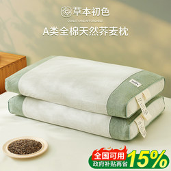 Whole Buckwheat Shell Pillow, Cervical Spine Protection, Special Pillow Core for Sleep Aid, Adult Student Summer Neck Pillow, Home Use, Pair Pack