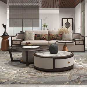 
New Chinese style light luxury style solid wood coffee table combination sofa living room modern light luxury Chinese furniture large apartment table,