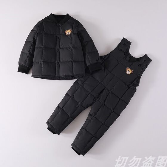 Children, children, girls, baby, down strap pants, thick down conjoined jumpsuit backbone, endinistship children's pants
