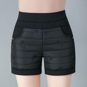 
Down cotton shorts for women in autumn and winter middle-aged mothers high waist large size plus velvet thickened warm cotton pants to wear casual boot pants