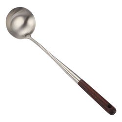 304 stainless steel fried spoon chef stir-frying spoon household thickened spatula set wooden handle soup spoon pot spoon cooking utensil