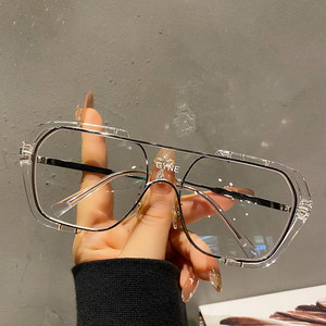 
Oversized frame, face-showing, small glasses frame, men's letters, retro transparent plain glasses frame, one-piece flat mirror, men's trend