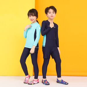 
Children's swimsuit girl long sleeve j trousers sun protection quick dry girl baby diving suit boy surfing beach swimming