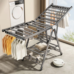 Foldable and Thickened Clothes Drying Rack, Floor-Standing for Home Use, Balcony Clothes Rack, Indoor Simple Clothes Rack, Multifunctional Quilt Drying Tool