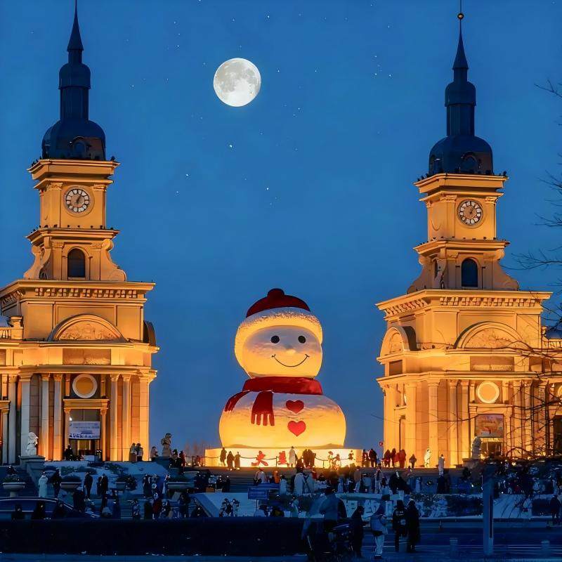 2-8人小团索菲亚教堂-网红大雪人-中央大街-北极村-圣诞村6日游