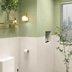 Avocado Green Bathroom Tiles French-Style Fresh Floral Tiles Bathroom Honeycomb Fishbone Milk White Wall Tiles 300X600