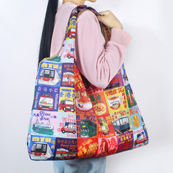 Hong Kong Cartoon Foldable Lightweight Portable Supermarket Shopping Bag Hk Large Cute Grocery Bag Eco-Friendly Tote Bag