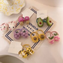 Cute Cartoon Hair Tie Korean Handmade Wool Felt Hair Ring Sweet Bunny Baby Hair Tie Rubber Band Hair Rope