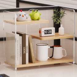 Desktop Storage Rack, Office Desk Organizer, Multi-Layer Multifunctional Acrylic Cup Holder, a Magic Tool for Transforming Girls' Workstations