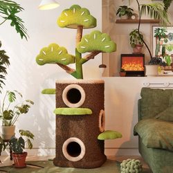 Meowzan Solid Wood Cat Climbing Frame, Large Luxury Tree House, Special Cat Nest for Big Cats, Tree-Shaped, Does Not Take up Much Space, Small Apartment Cat Shelf