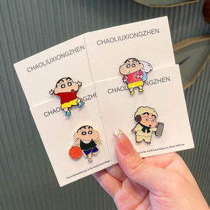 
Japanese Crayon Shin-Chan Brooch Cute Cartoon Anime Peripheral Metal Badge Student School Bag Pendant Accessories Gift