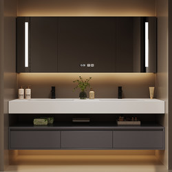 Designer customized skin-feel Corian integrated basin bathroom cabinet light luxury bathroom basin basin basin