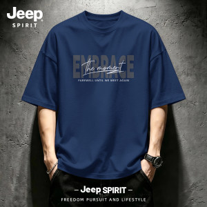 
Jeep men's short-sleeved t-shirt pure cotton clothes men's 2026 new American retro vibe fashion brand men's clothing