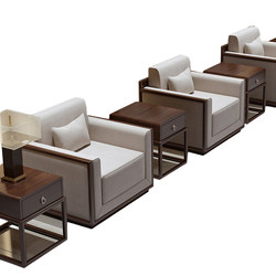 New Chinese Style Single Sofa Vip Reception Conference Sofa Reception Room Reception Area Office Sofa Coffee Table Combination