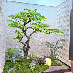 High-End Maple Green Plant Landscaping, Window Display Plants, Indoor Artificial Banyan Tree Decoration, Large Fake Tree, Simple Landscape