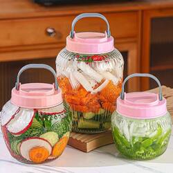 Glass Jar for Pickles with Lid, Household Sealed Jar for Pickled Vegetables, Thickened Pickle Jar, Food and Grain Storage Jar