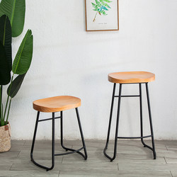 Wrought iron solid wood bar chair dining chair high chair stool casual single bar chair restaurant bar front desk chair coffee chair
