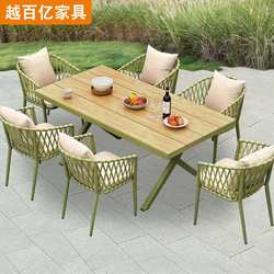 Outdoor plastic wood tables and chairs garden courtyard leisure cafe outdoor simple balcony anti-corrosion solid wood balcony courtyard