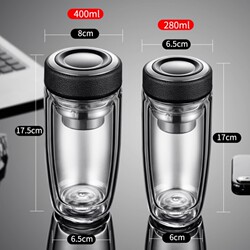 Tempered Glass Cup, Anti-Fall, Unbreakable, Large Set, Explosion-Proof, Portable for Men and Women, Insulated, Suitable for Business Trips, with Filter for Making Tea