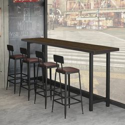 Retro industrial style cafe window high table and chairs high bar milk tea shop window long table LOFT high bar chair
