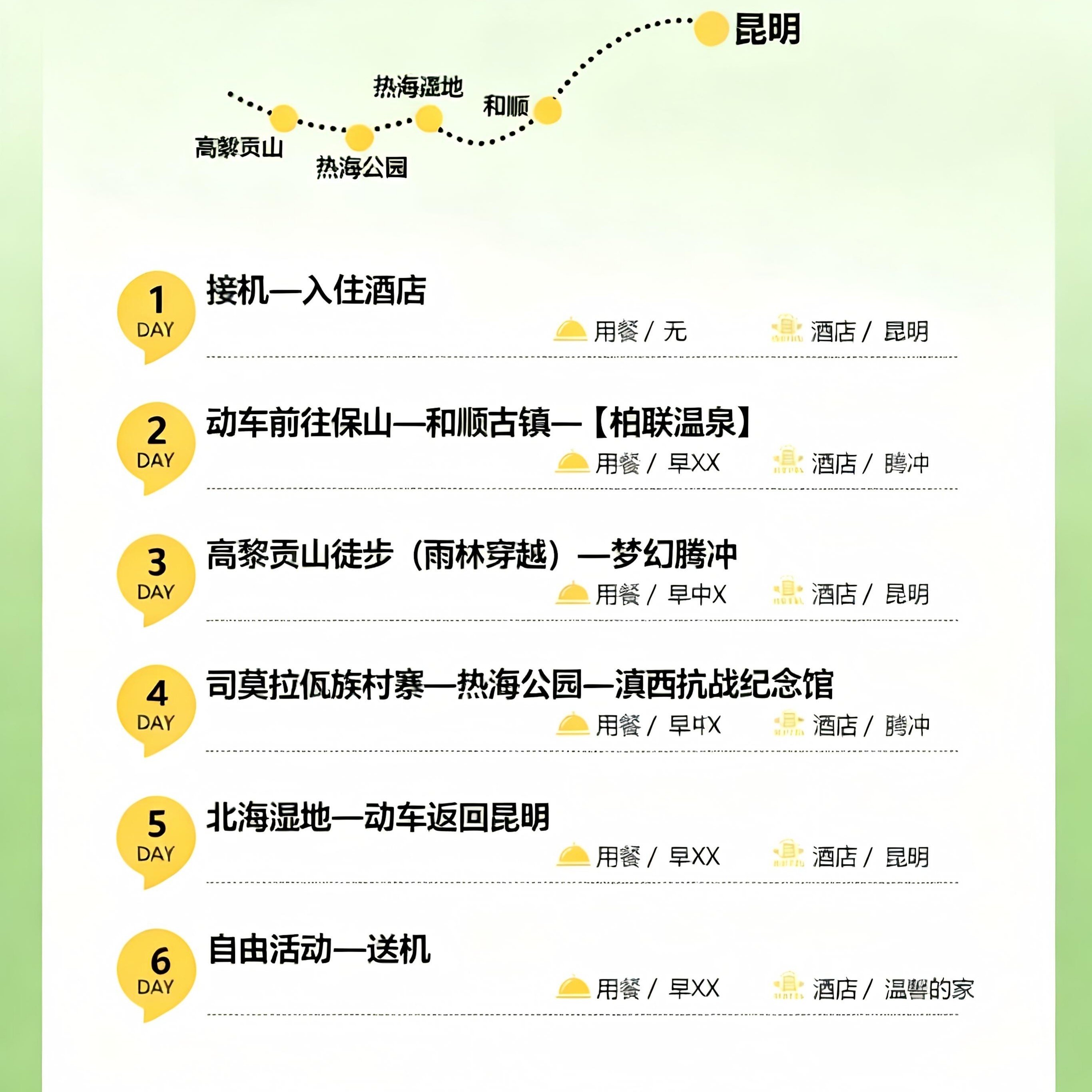 【飞猪臻选商家】昆明腾冲6天5晚纯玩私家团高黎贡山徒步天然温泉
