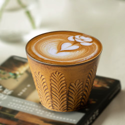 230ml Vintage Kiln-Glazed Hand-Painted Latte Art Coffee Cup, High Aesthetic Handmade Rustic Pottery Design, Household Pig Mouth Cup
