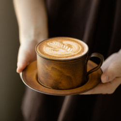 190ml Retro Ceramic Coffee Cup and Saucer Set, Exquisite and Beautiful, Large Capacity Latte Art Mug 250ml