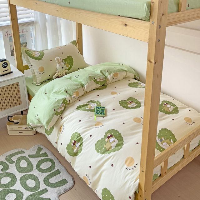 
Student dormitory three-piece g set A-grade mother-and-baby grade printed bunk bed quilt cover sheet style bedding single