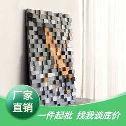 Designer living room decorative painting entrance splicing abstract painting oak solid wood mosaic modern decorative painting