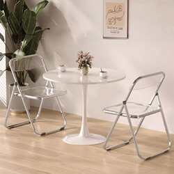 Tulip round table small apartment household solid wood dining table and chair combination balcony table reception negotiation coffee small round table