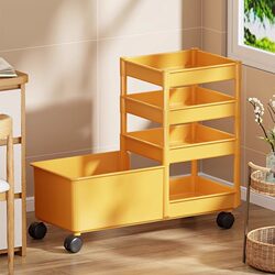 Bookshelf Floor-Standing Storage Rack Children's Reading Bookcase with Wheels for Home Living Room Student Book Storage Movable Book Box