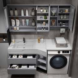 Slate washing machine integrated cabinet powder room small apartment cut-angle bathroom cabinet bevel wash basin washbasin cabinet