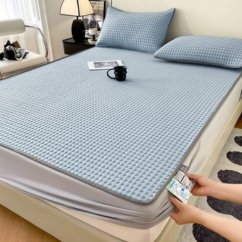 
2025 new style ice silk mat three-piece set summer aB maternal and infant grade bed sheet style ice doudou air-conditioned mat machine washable