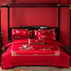 Wedding four-piece set big red wedding sixty-piece set wedding embroidery quilt full set wedding bedding
