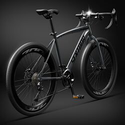 New Gravel Road Bike, Racing Wind-Breaking Bicycle, Curved Handlebar, Variable Speed Racing Bike, Unisex Model for Adults and Students