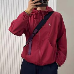 Lesacha Lanstone! Waterproof Niche Design Double Zipper Short Hooded Loose Versatile Jacket 24236