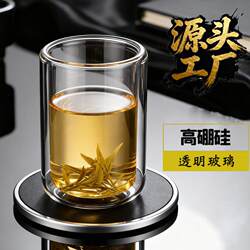 Open-Top Milk Cup, Large High Borosilicate Creative Green Tea Cup, Double-Layer Glass, Insulated, Transparent, Household Glass Cup